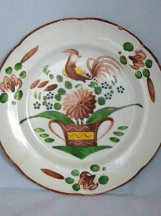Assiette en faïence de l'est 19° décor oiseau excellent état