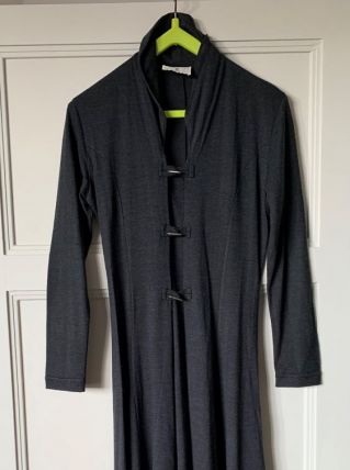 Robe longue IRENA GREGORI noire / grise anthracite