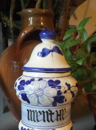 Pot d'apothicaire "MENTHE" en céramique