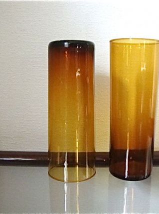 4 verres couleur marron ambré années 70