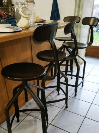 Lot de 4 chaises bar métal