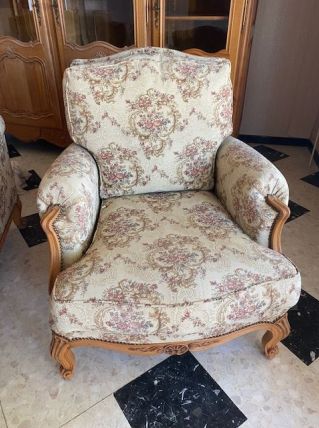 Canapé et fauteuil merisier massif