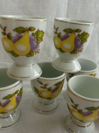 Lot 6 coquetiers décor doré et fruits