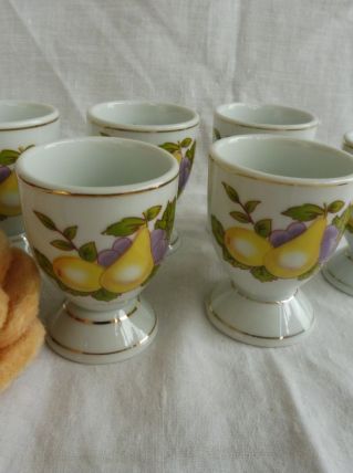 Lot 6 coquetiers décor doré et fruits