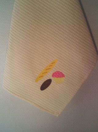 Torchon de cuisine nid d'abeille brodé  fait main