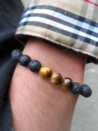 Bracelet pierre de Lave / oeil de tigre