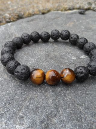 Bracelet pierre de Lave / oeil de tigre
