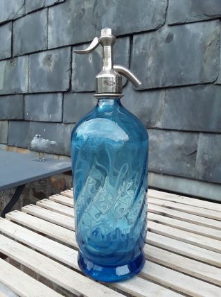 Beau siphon torsadé bleu 