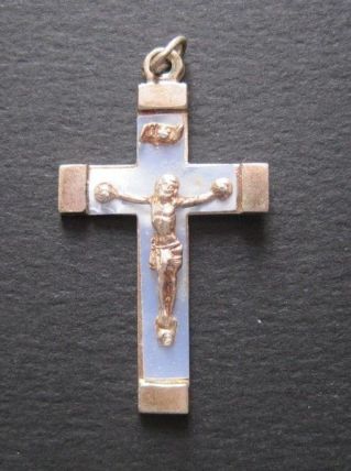 Ancienne croix en Métal + Nacro couleur BLEU