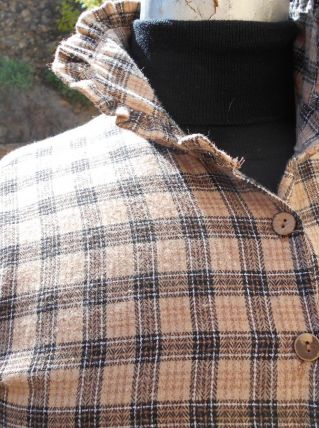 ROBE VINTAGE CARREAUX TBE MARRON CLAIR NOIR T S 