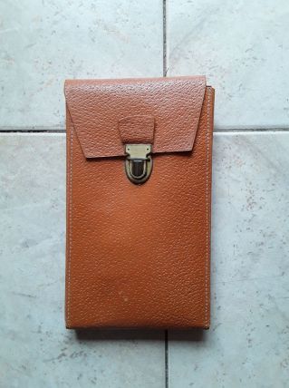 Trousse d'écolier en cuir années 60