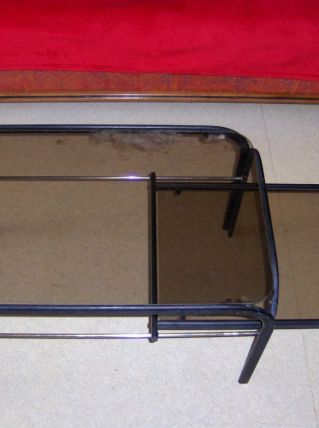 Table basse métal noir et verre 
