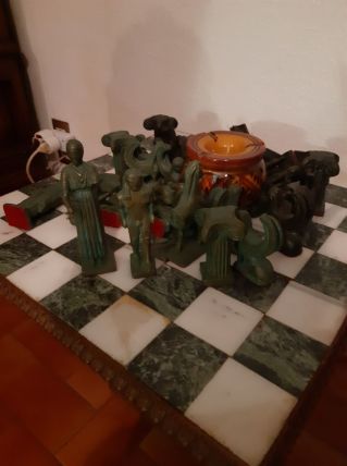 Échiquier en bronze 32 pièces pièce unique 