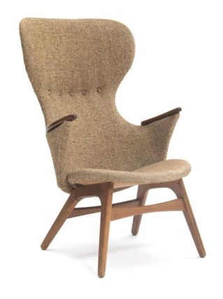 Fauteuil - Poul Hundevad, recouvert de laine brune