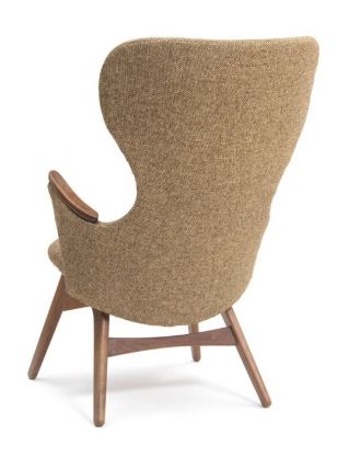 Fauteuil - Poul Hundevad, recouvert de laine brune