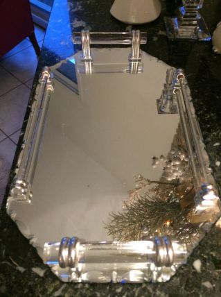 Plateau Art Deco verre biseauté 