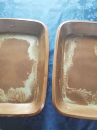 2 grand plat de cuisson rectangulaire en poterie
