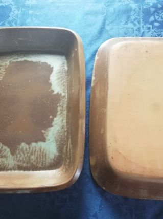 2 grand plat de cuisson rectangulaire en poterie
