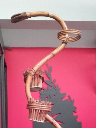 Porte plante rotin années 60