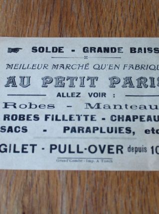 Affichette publicitaire années 30/40