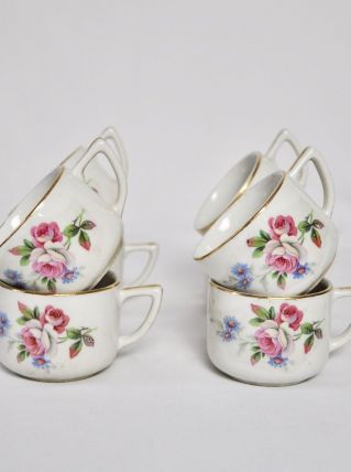 Lot de 8 tasses Fleuries