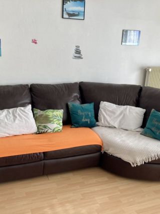 Canapé d'angle en cuir marron