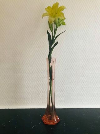 Soliflore Art Déco en verre rosé