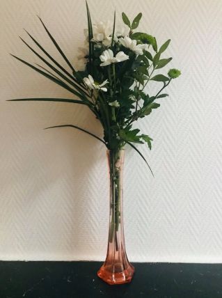 Soliflore Art Déco en verre rosé