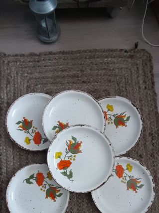 6 assiettes dessert- marque Gien, France - vintage