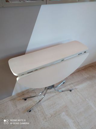 Table pliante formica blanc gain de place année 60-70