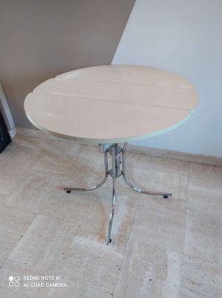 Table pliante formica blanc gain de place année 60-70