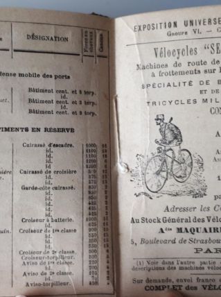 Carnet aide-mémoire militaire 1889