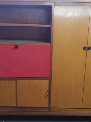 Beau meuble bureau/ bibliothèque/armoire bicolore années 50 
