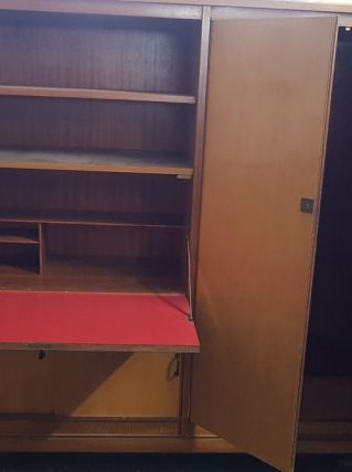 Beau meuble bureau/ bibliothèque/armoire bicolore années 50 