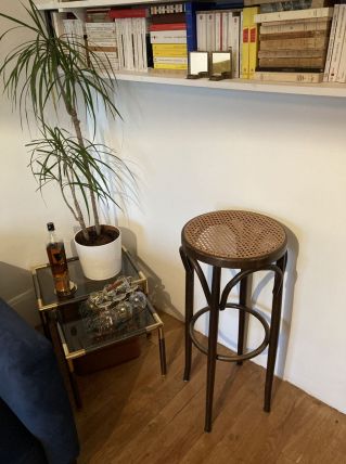 Tabouret de bar vintage canné