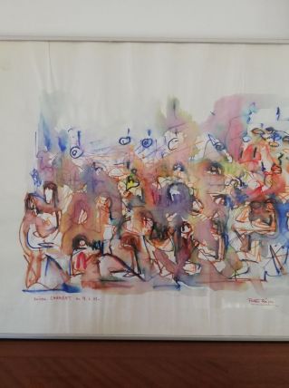 Dessin aquarellé sur papier Soirée Cabaret - REJAS PABLO