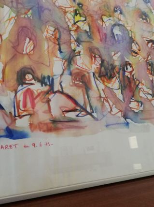 Dessin aquarellé sur papier Soirée Cabaret - REJAS PABLO