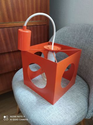 Jolie plafonnier orange design année 70 vintage