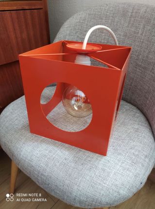 Jolie plafonnier orange design année 70 vintage