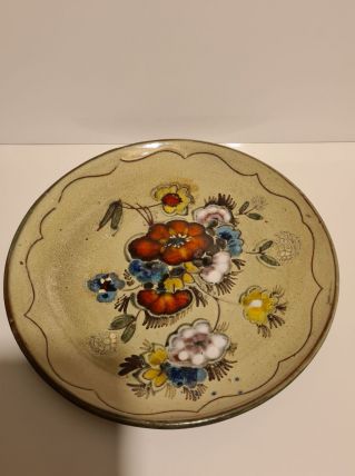 Assiette Vallauris décor Floral pièce unique