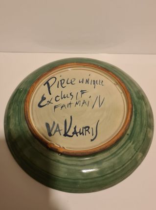 Assiette Vallauris décor Floral pièce unique