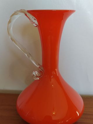 Magnifique vase vintage année 70 orange en très bel état