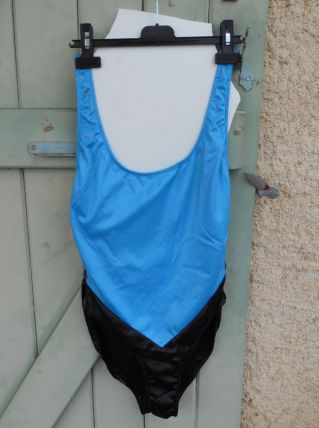maillot de bain vintage bleu et noir t 44-46 tbe 