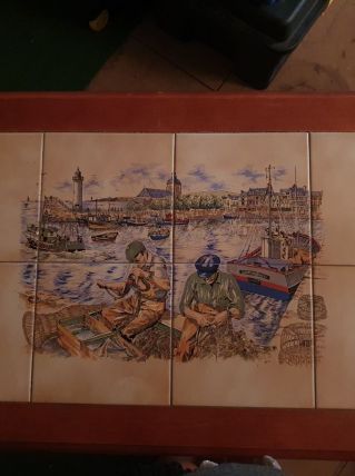 Table basse merisier et carreau