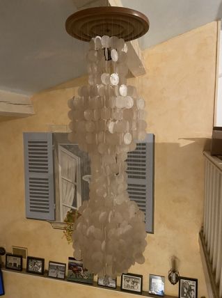 suspension lustre en nacre H130 1970 Flakes