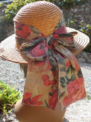 CHAPEAU CAPELINE VINTAGE PAILLE ITALIENNE T 57 CM TBE 