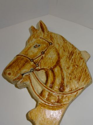 tete cheval scultée avec patere bois ou acier