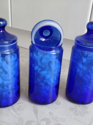 3 jarres en verre bleu – Luminarc – Neuf