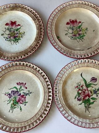 4 assiettes Luneville vintage