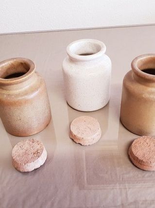 Lot de 3 bocaux ou salière en ceramique ( ref K13 ) 